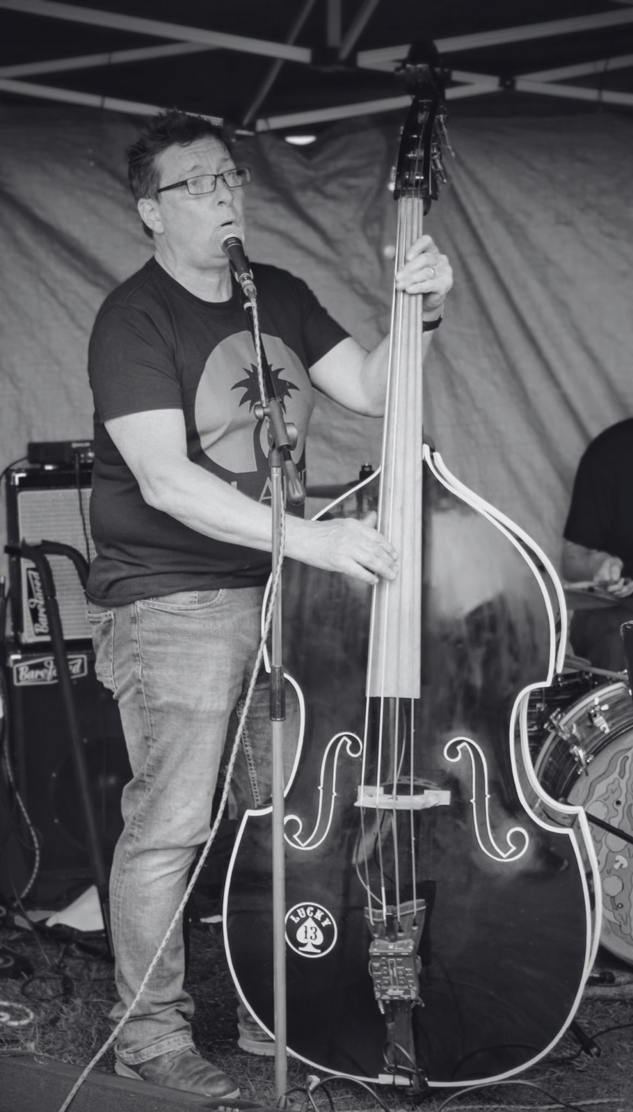 Patrick Morris singing and playing double bass